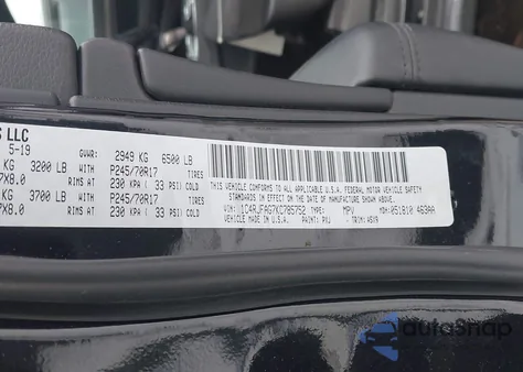 2019 Jeep Grand Cherokee Laredo E 4X4 from USA, damaged, VIN 1C4RJFAG7KC785752